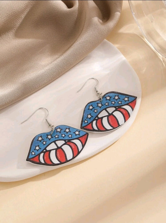 Americana, American Flag Lip Earrings