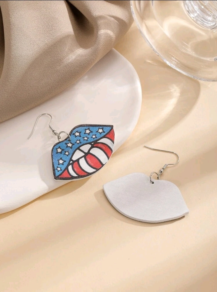 Americana, American Flag Lip Earrings