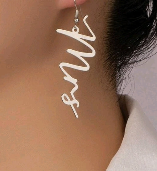 Mrs, Silver Earrings