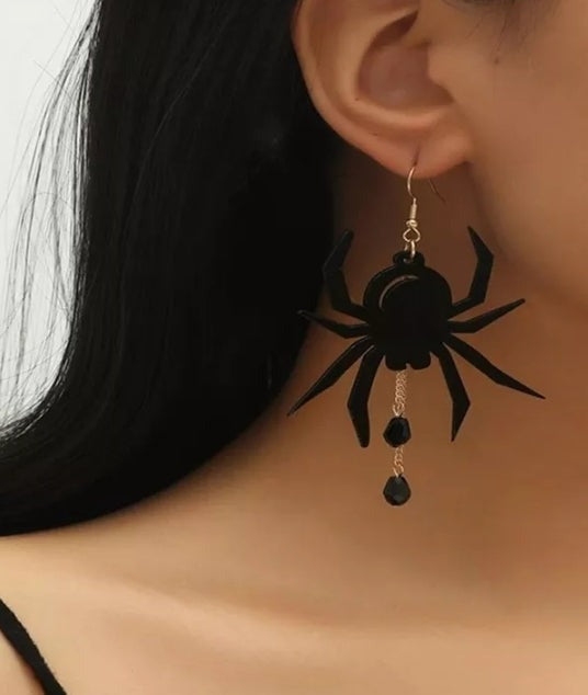 Halloween, Black Spider Earrings