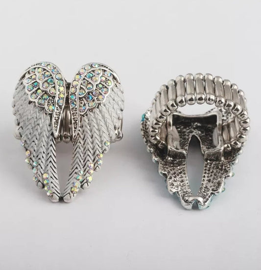 Angel's Wings Ring  (Adjustable & Available in Blue, White and Pink)