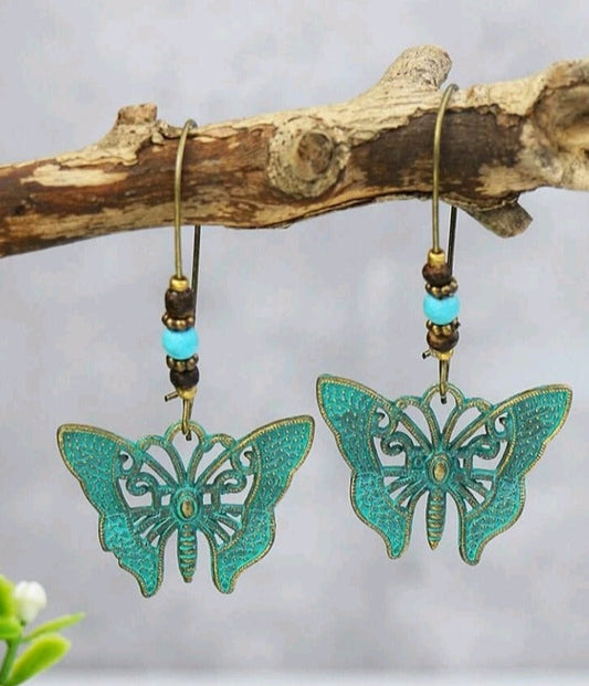 Turquoise Butterfly Charm Earrings