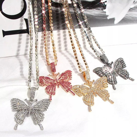 Full Rhinestone Luxury Statement Butterfly Necklace  (Available in Gunmetal, Gold, Silver or Rose Gold!)