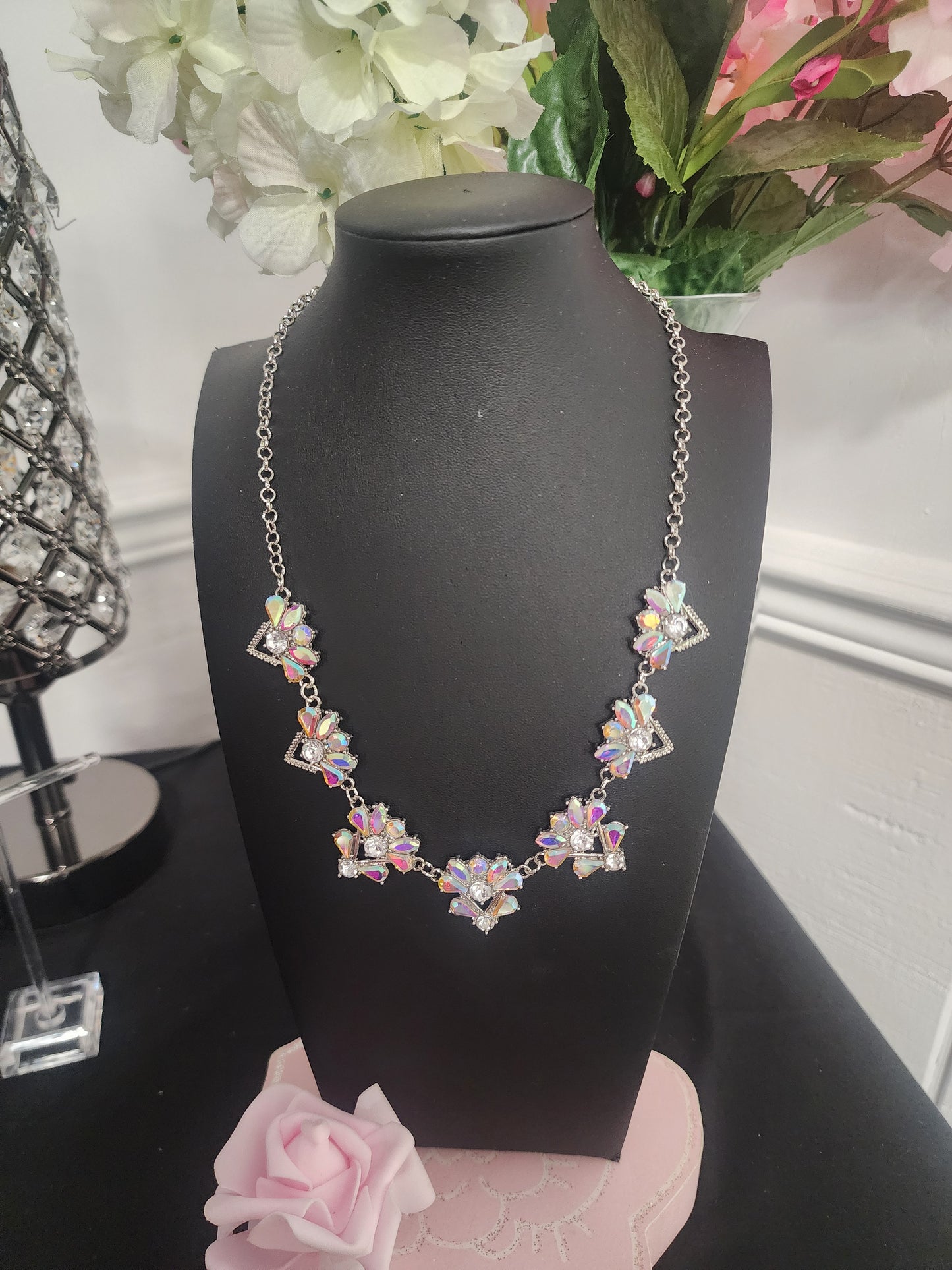 Silver Multi Colored Necklaces with Earrings Sets