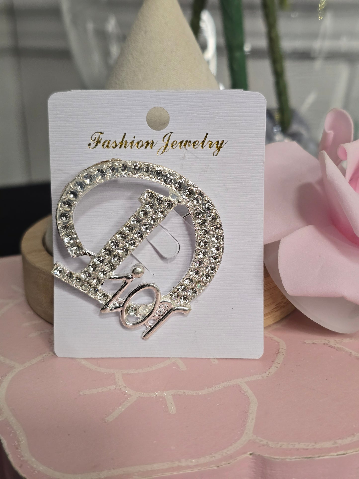Gold or Silver Rhinestone Brooches (Handmade)