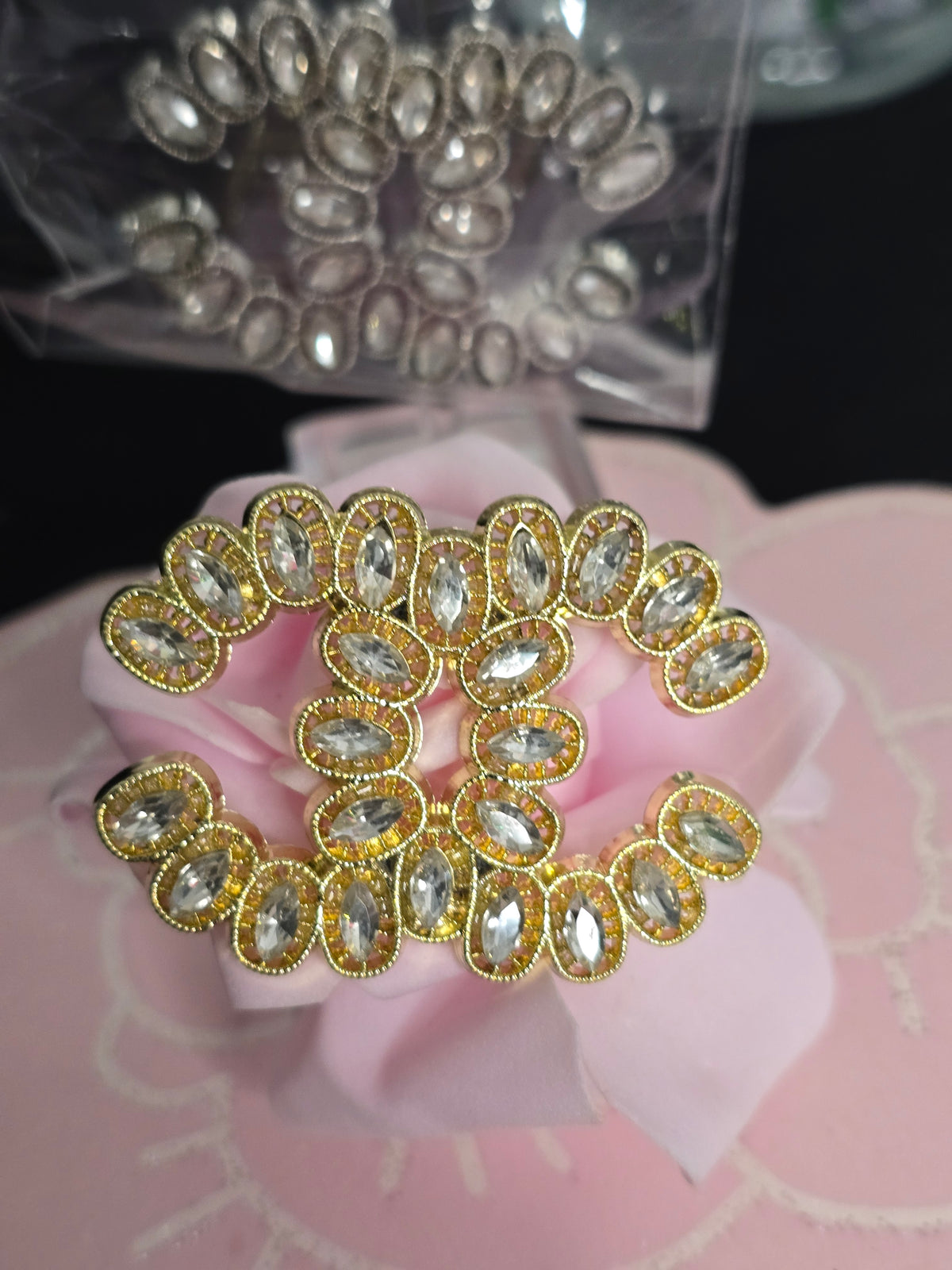 Gold or Silver Rhinestone Brooches (Handmade)