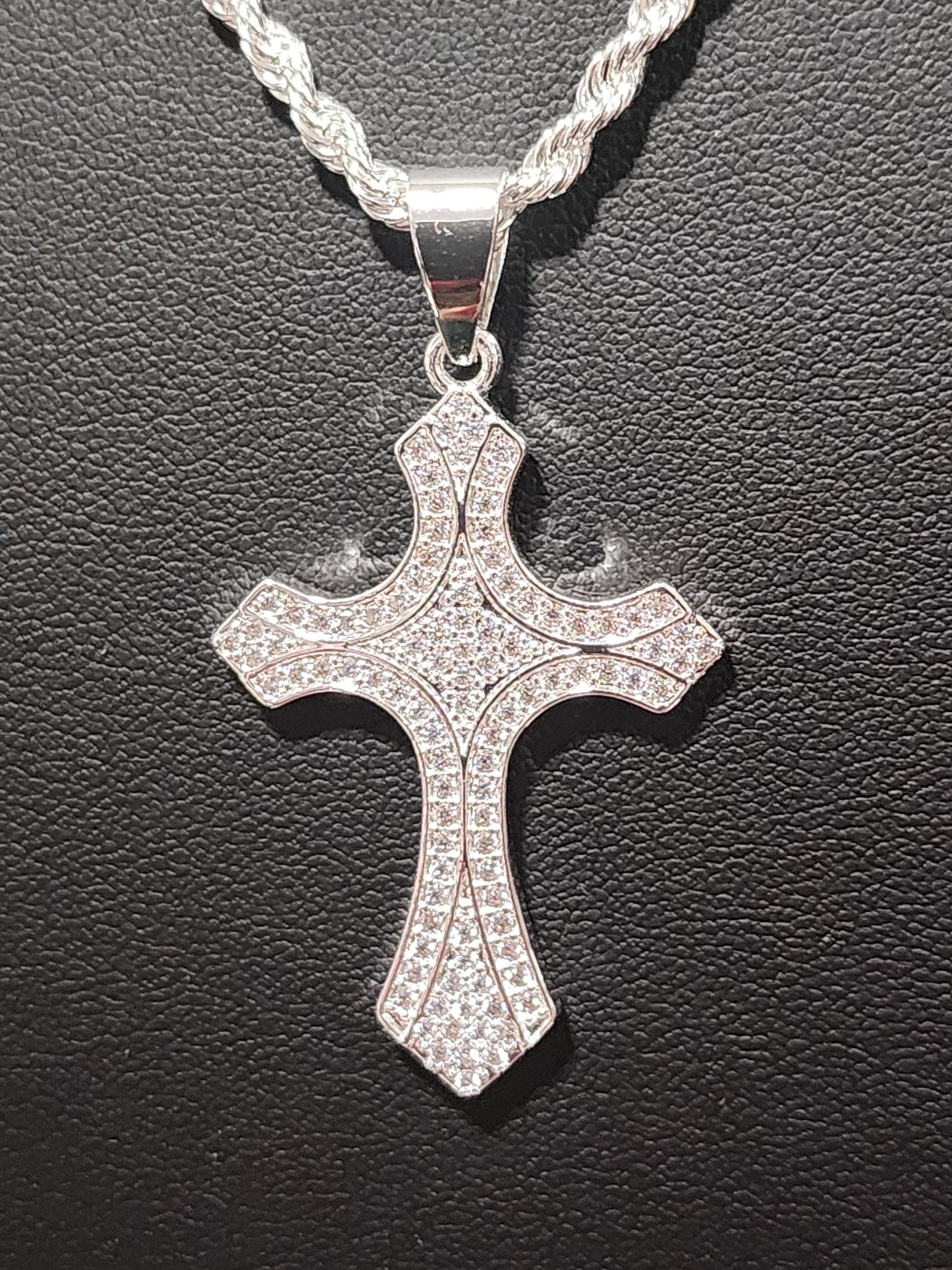 Mens Gold or Silver Stainless Steel Cross Pendant with Necklace