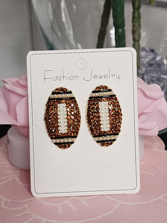Rhinestone Football Earrings
