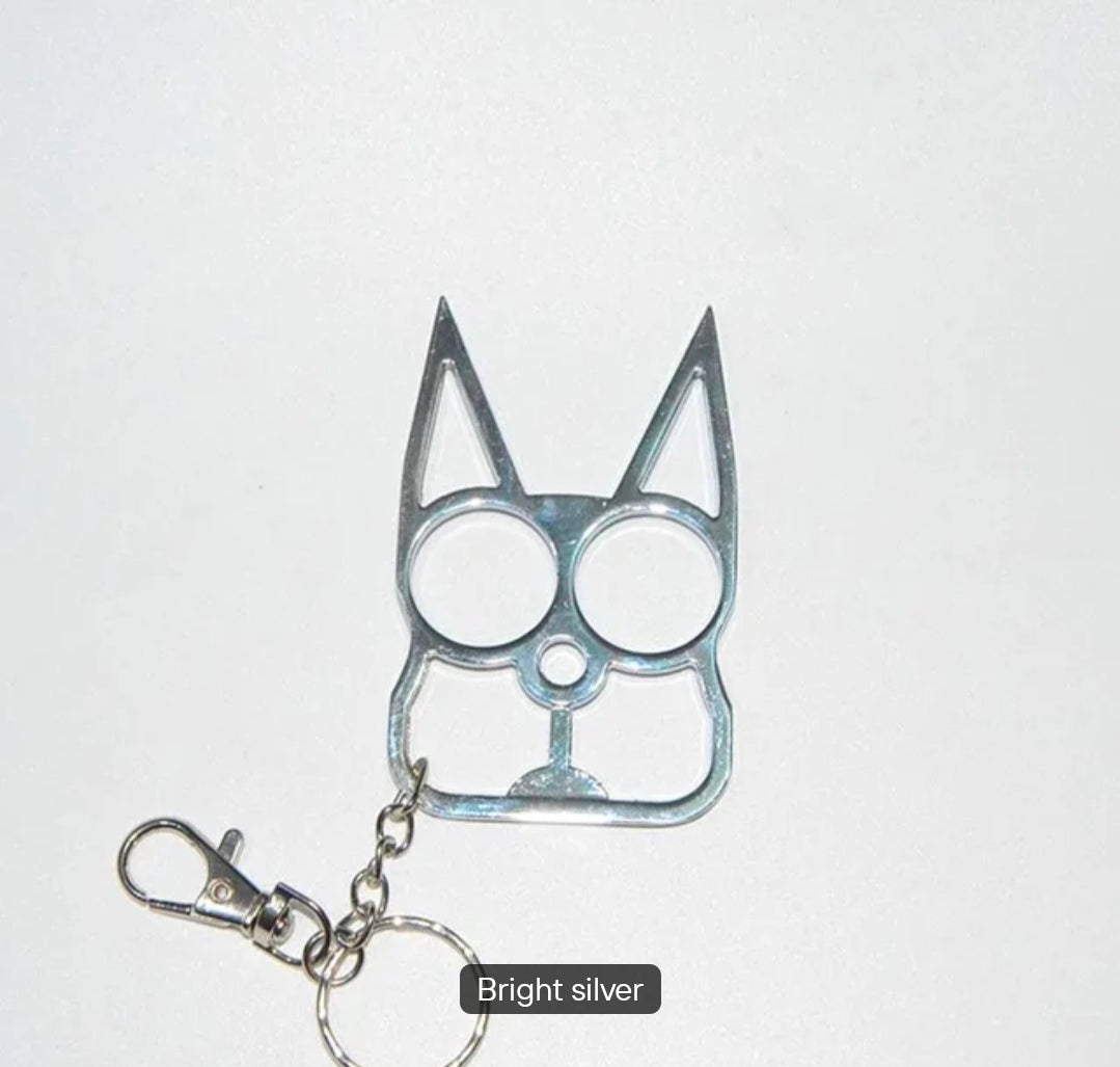 Safety Cat Keychains (Available in Blue, Black, Gold, Pink, Purple, LEOPARD Print, with or without Rhinestones