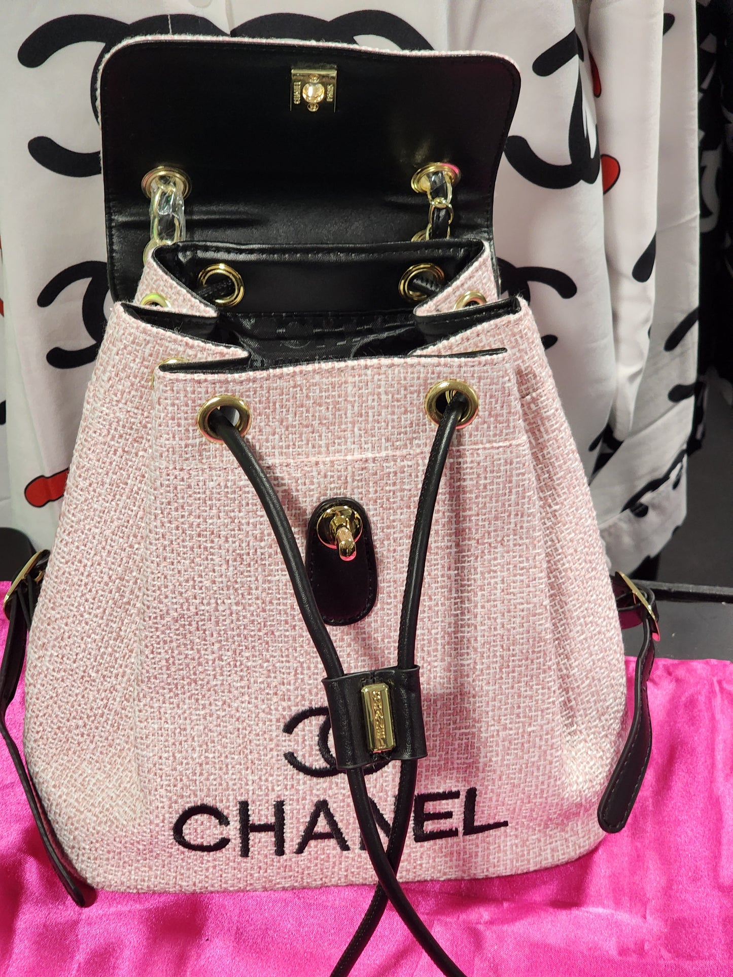 Pink Tweed Back Pack