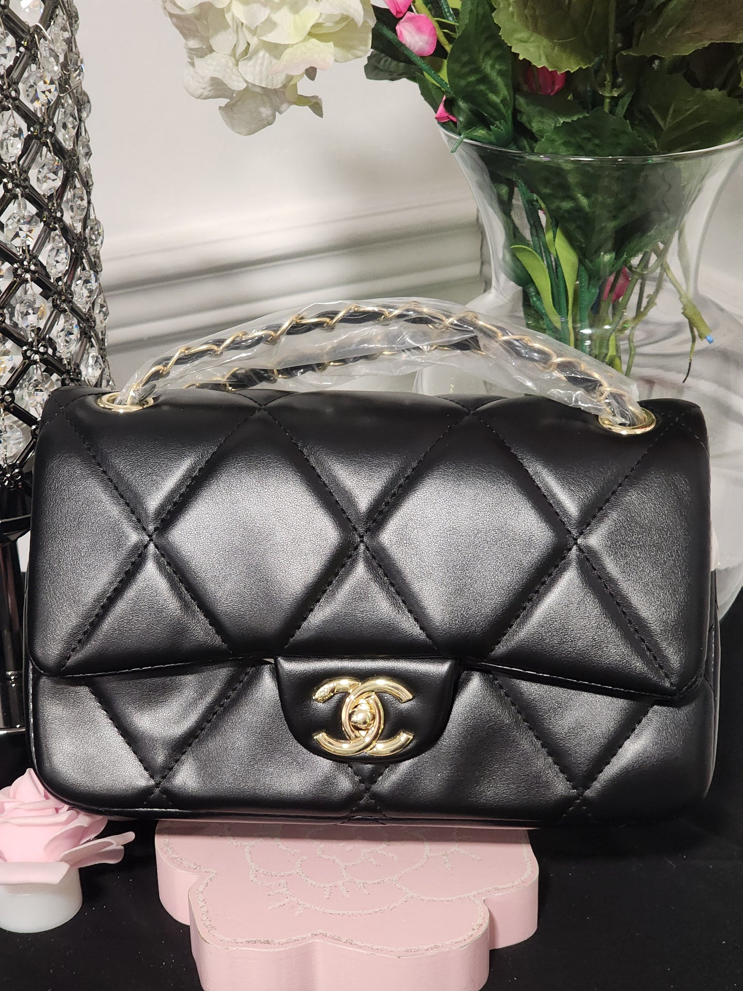 Classy Big Blue Handbag with Wallet Set or a Soft Lambskin Large Quilted Handbags