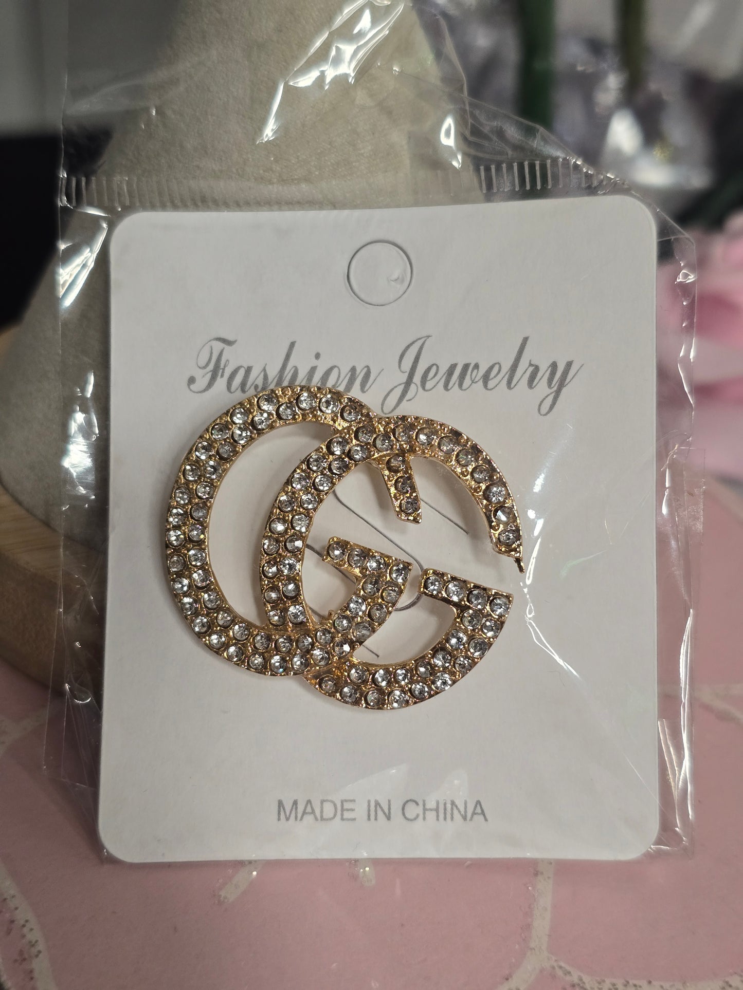 Gold or Silver Rhinestone Brooches (Handmade)