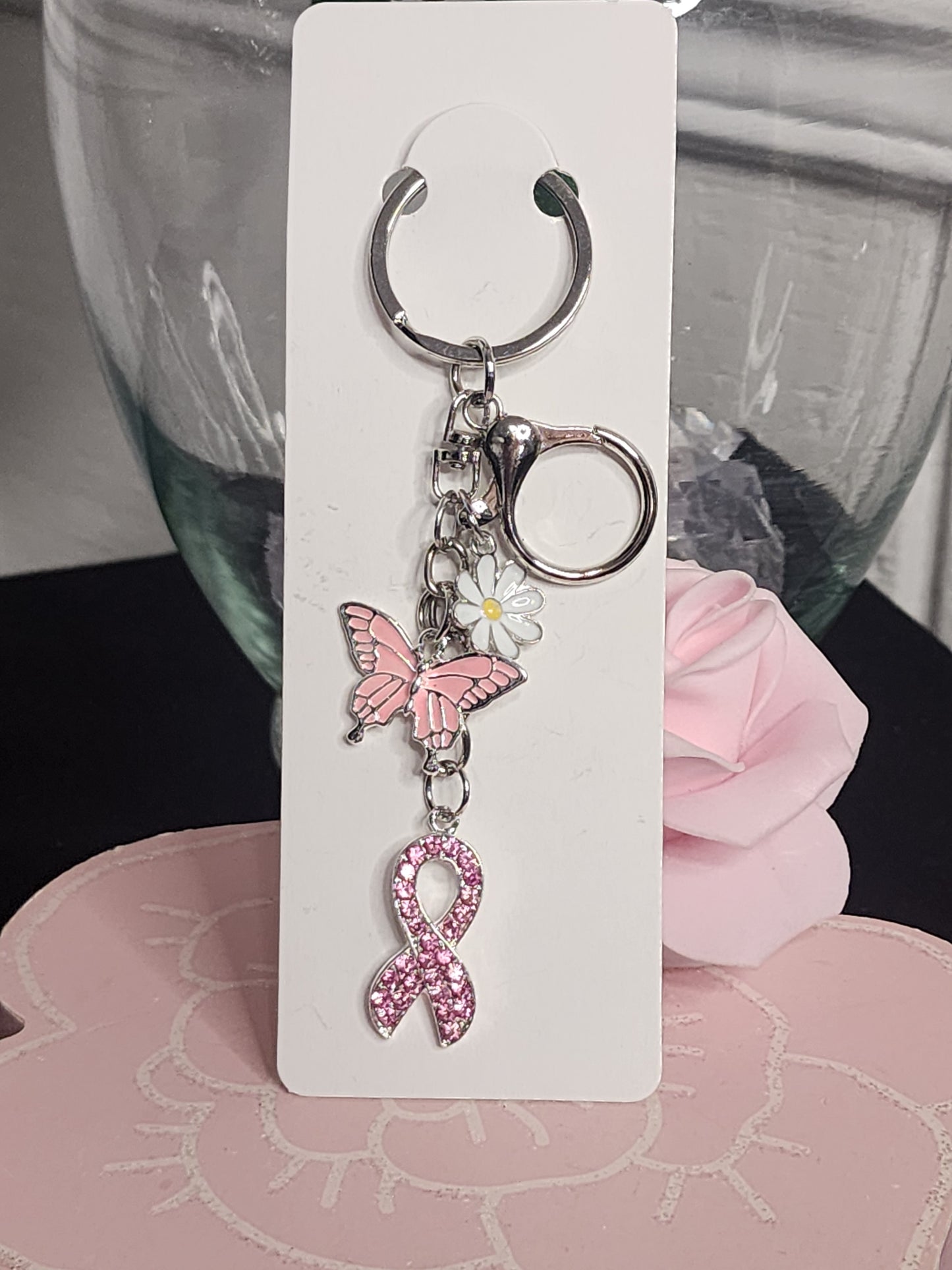 Breast Cancer Awareness Pink Ribbon Jewelry and Keychains