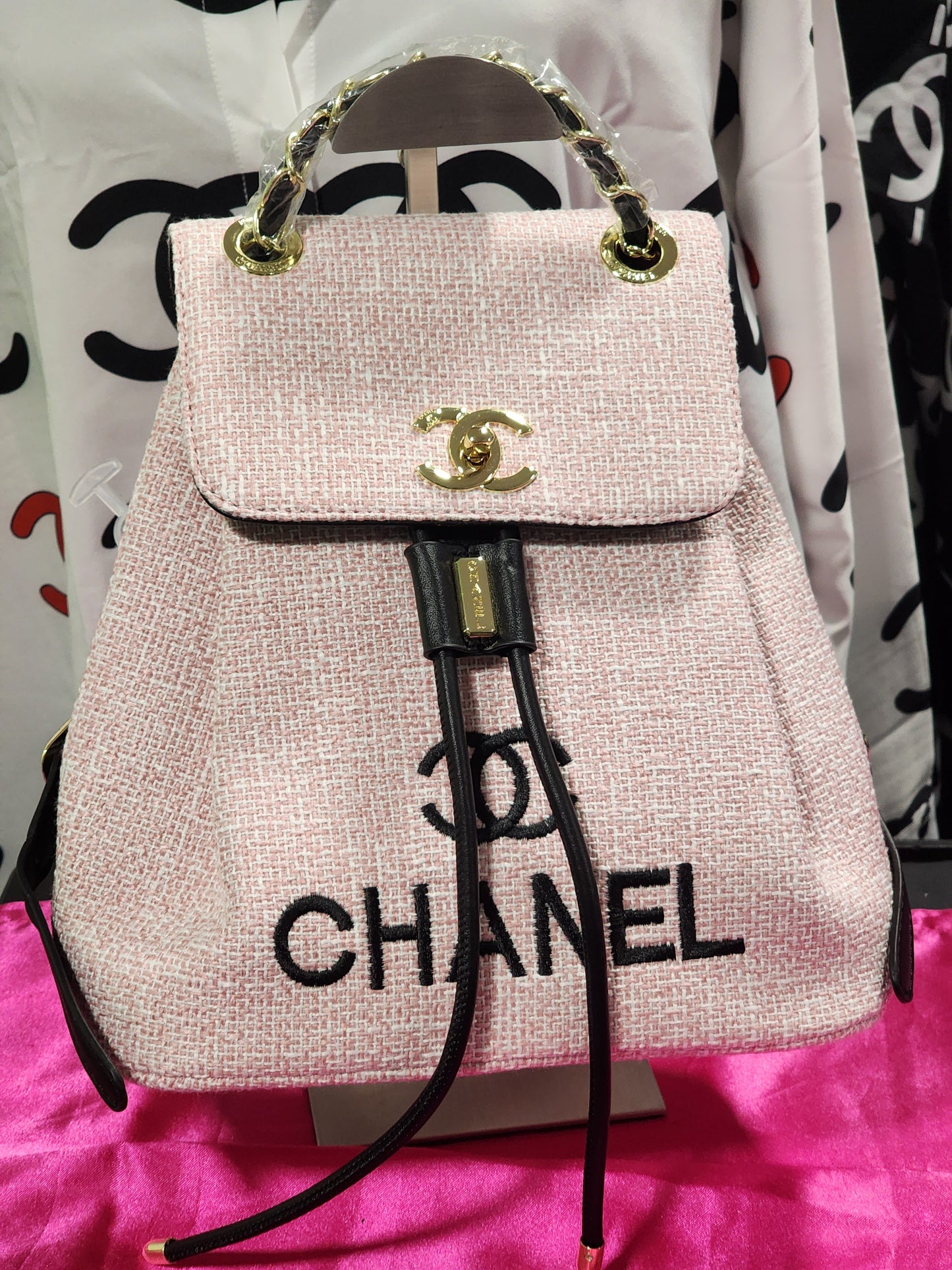 Pink Tweed Back Pack