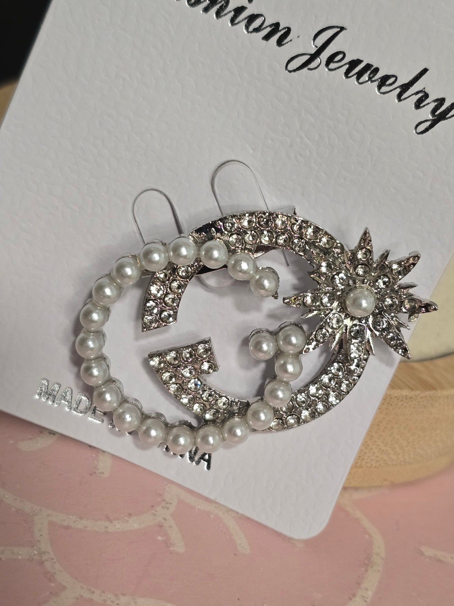Gold or Silver Rhinestone Brooches (Handmade)