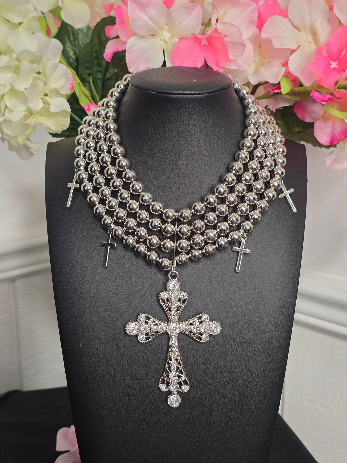 Chunky Statement Piece Clavicle Necklaces with Cross Pendants