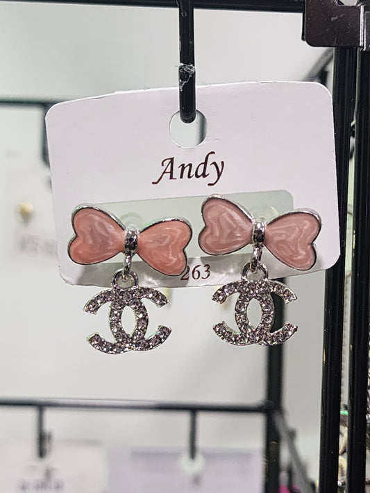 Gold and Silver Fashion Bow Pearl Drop or Heart Earrings