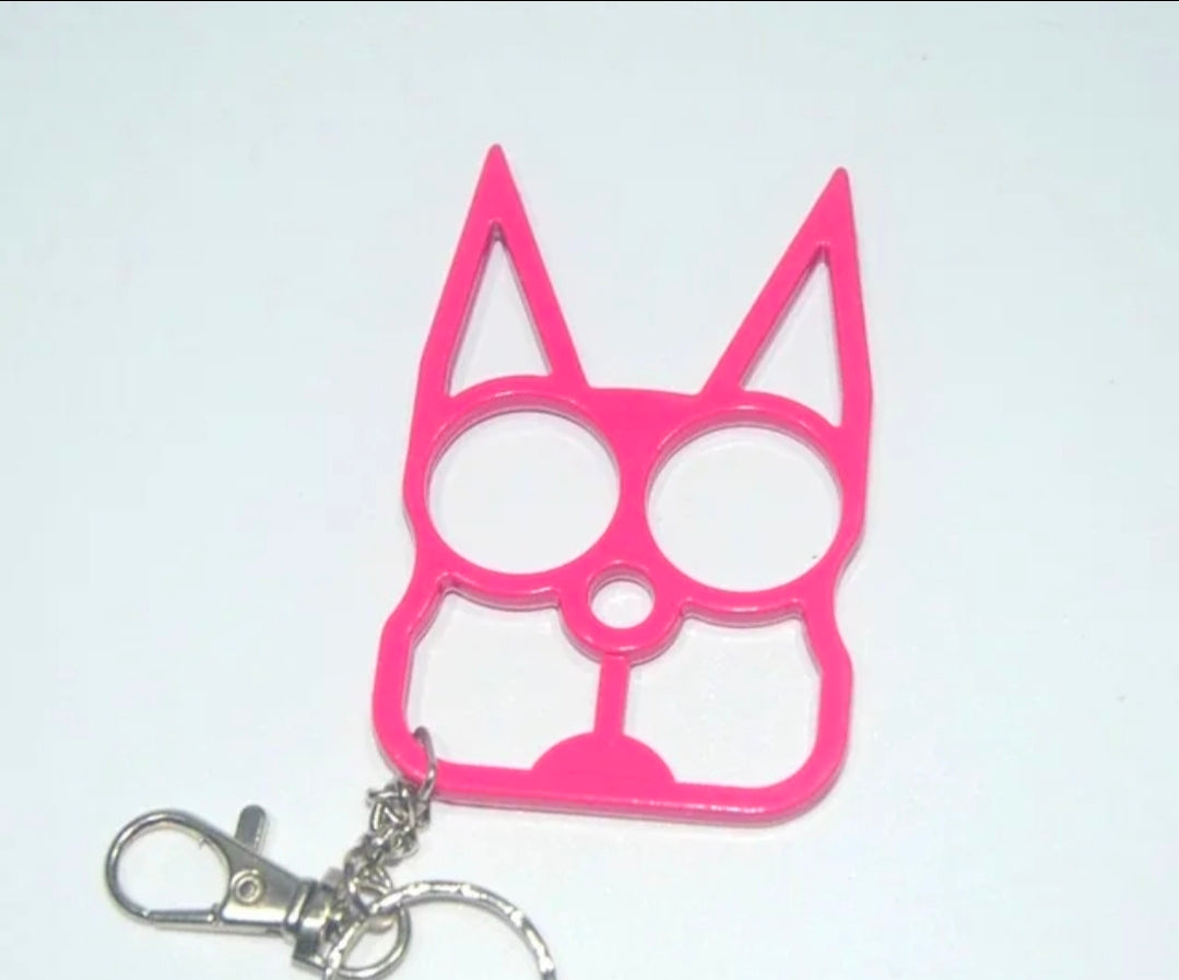Safety Cat Keychains (Available in Blue, Black, Gold, Pink, Purple, LEOPARD Print, with or without Rhinestones