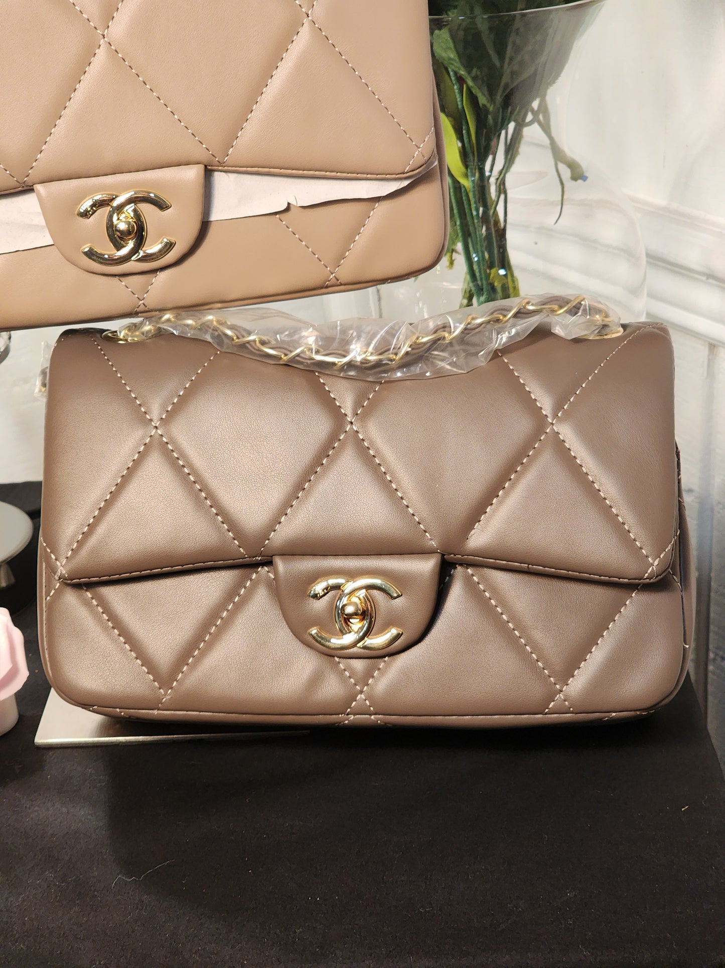 Classy Big Blue Handbag with Wallet Set or a Soft Lambskin Large Quilted Handbags