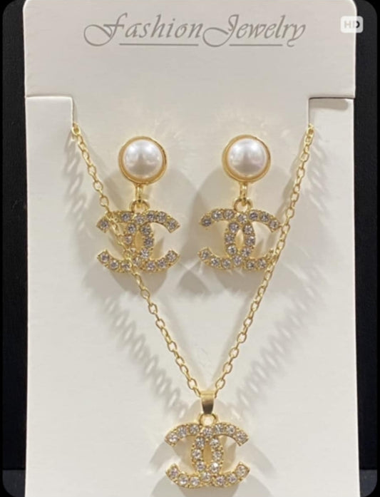 Gold or Silver Necklace with Earrings Sets