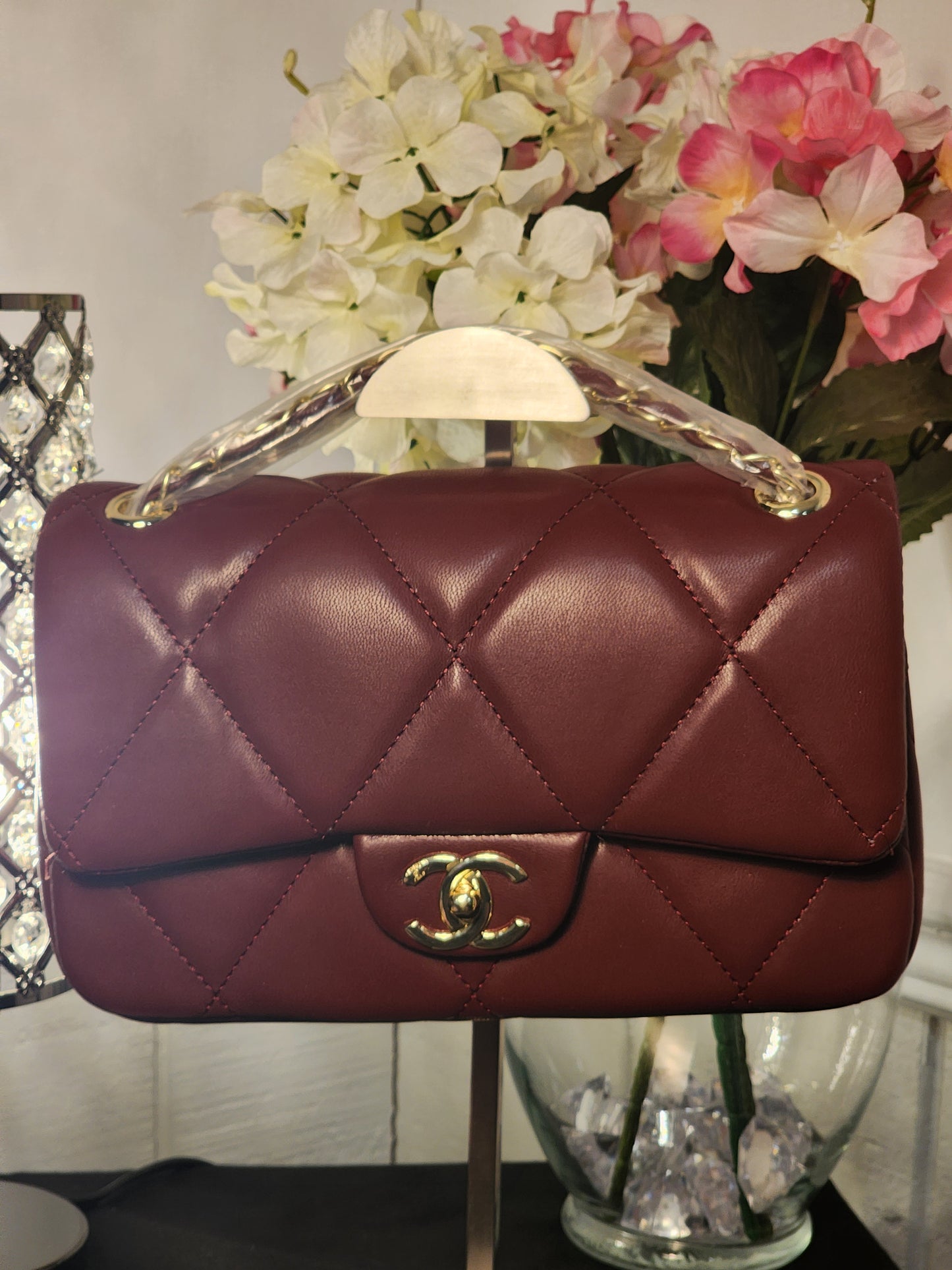 Classy Big Blue Handbag with Wallet Set or a Soft Lambskin Large Quilted Handbags