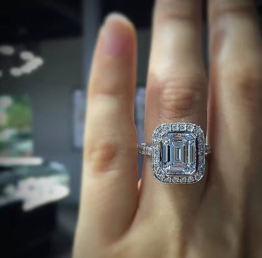 Square Shape Cubic Zirconia Silver Ring
