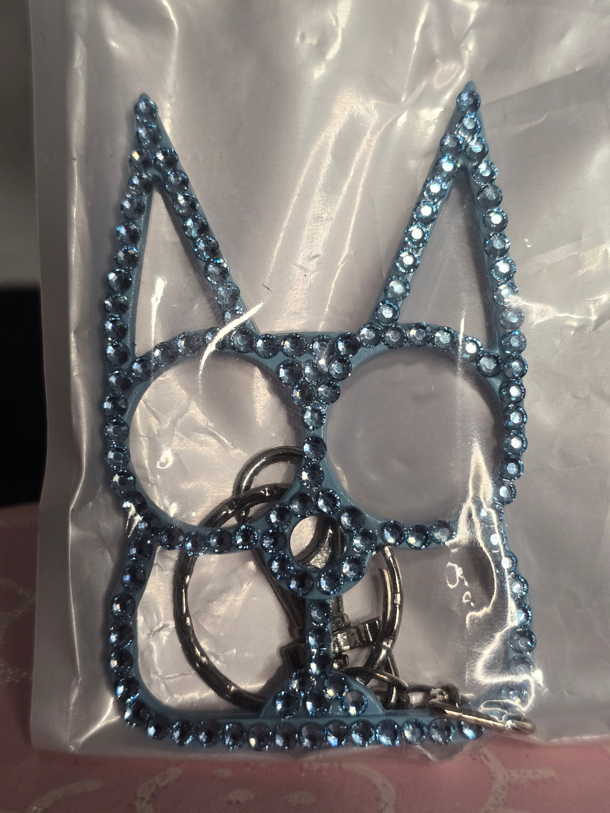 Safety Cat Keychains (Available in Blue, Black, Gold, Pink, Purple, LEOPARD Print, with or without Rhinestones