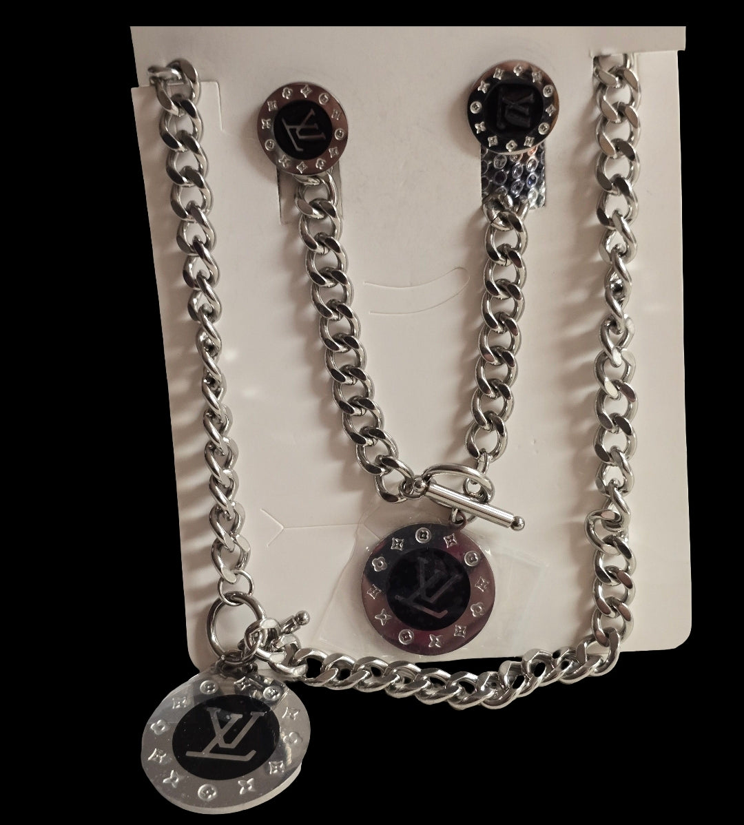Gold or Silver Stainless Steel Chunky Necklace, Bracelet with Earrings Sets (ON SALE)