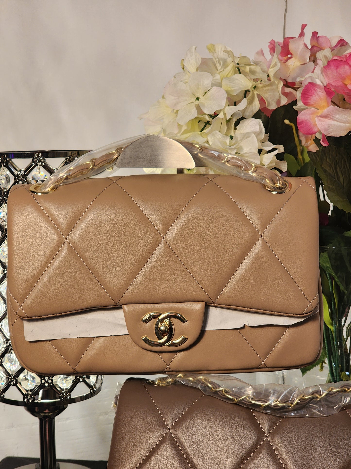 Classy Big Blue Handbag with Wallet Set or a Soft Lambskin Large Quilted Handbags