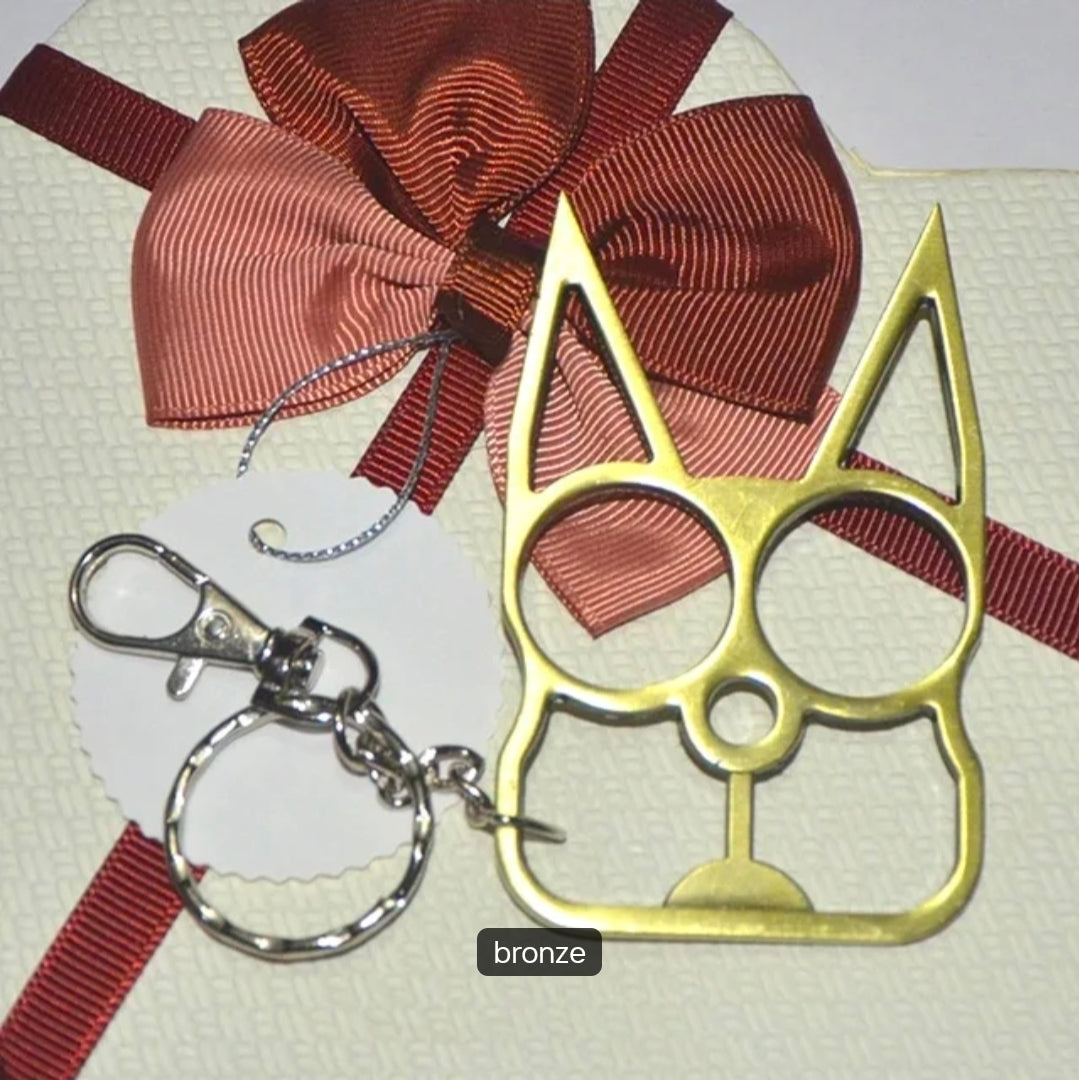 Safety Cat Keychains (Available in Blue, Black, Gold, Pink, Purple, LEOPARD Print, with or without Rhinestones