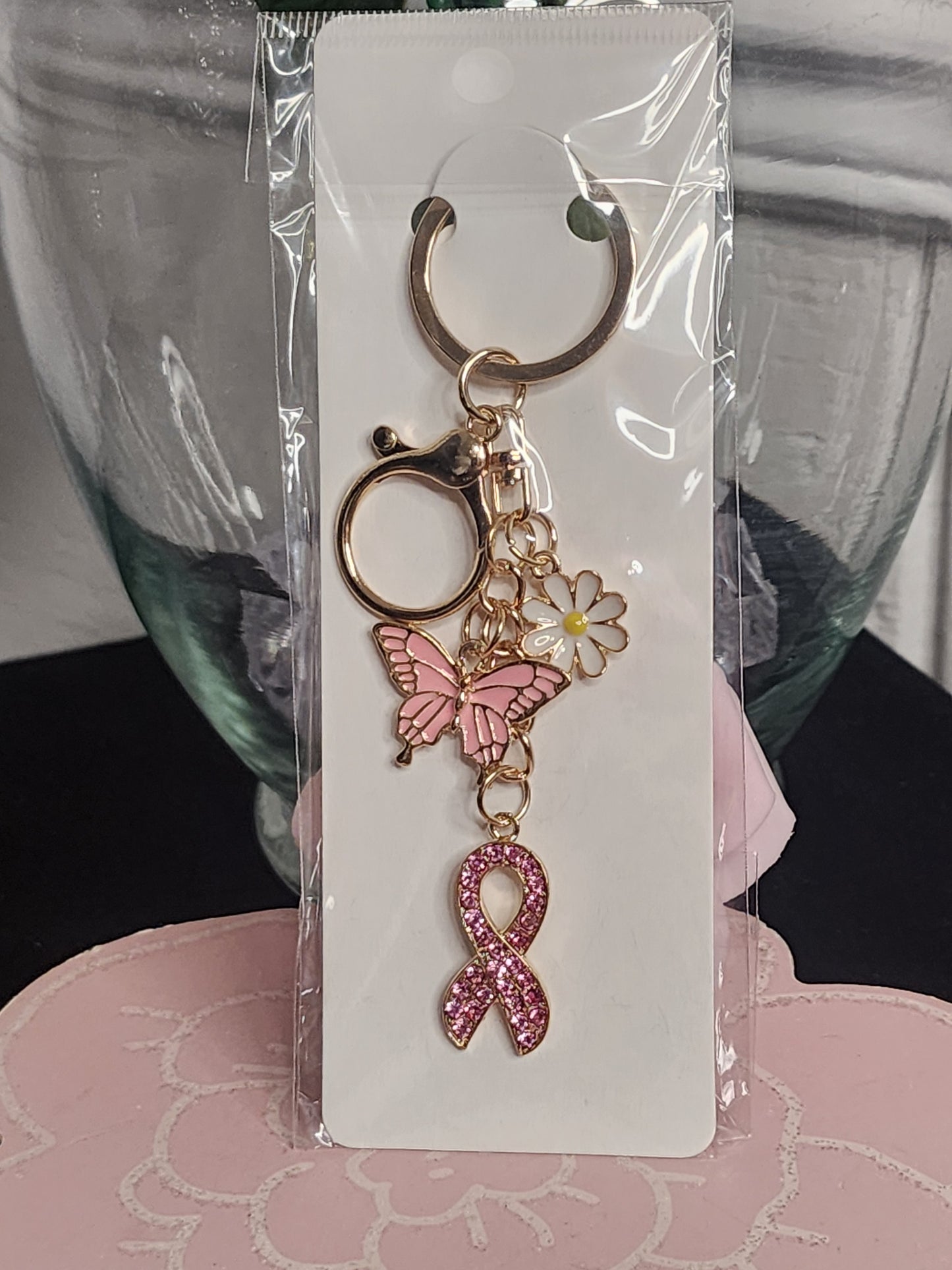 Breast Cancer Awareness Pink Ribbon Jewelry and Keychains