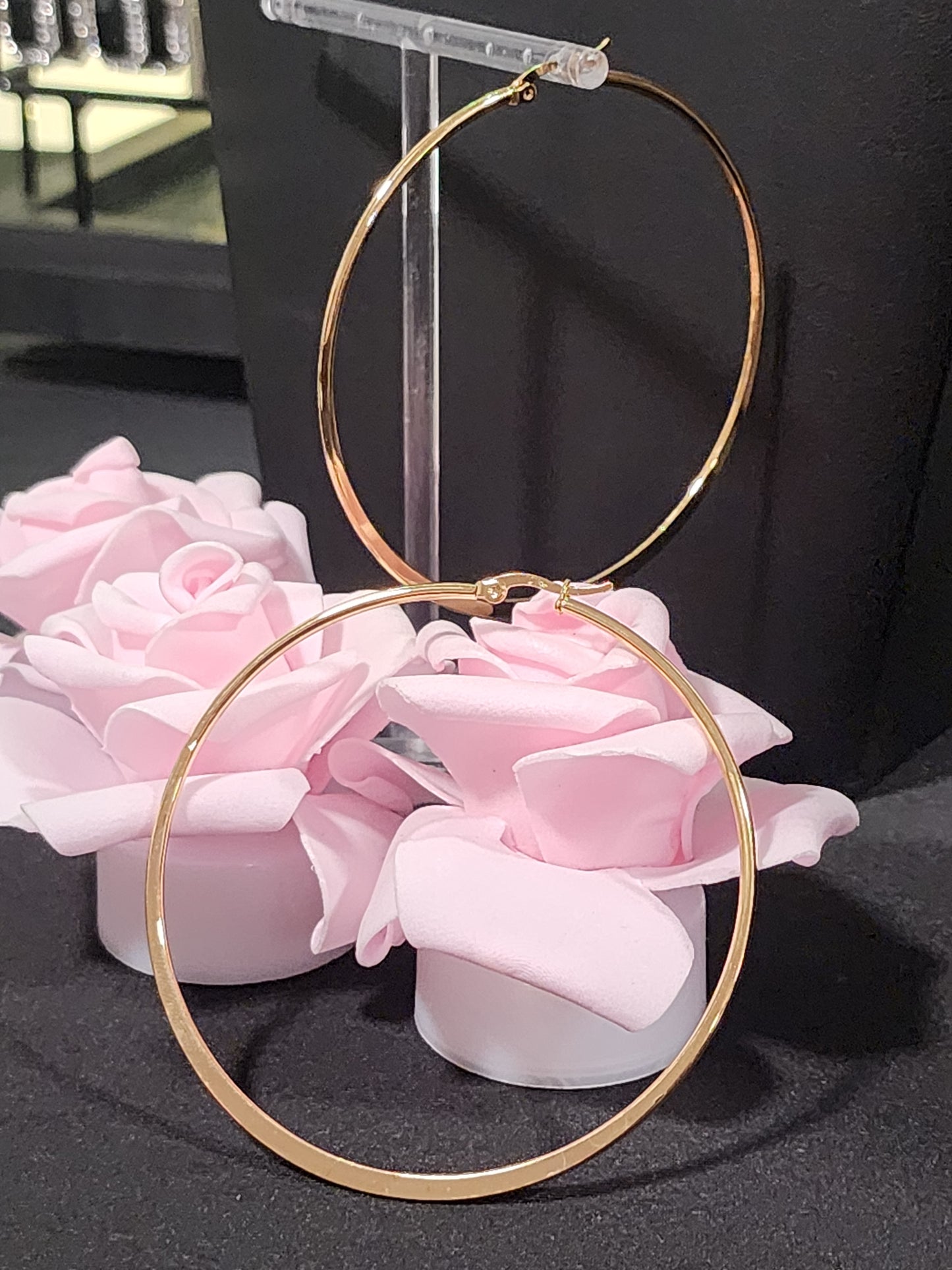 Silver Plated, Rhinestone Hoop Earrings or Gold Stainless Steel Rhinestone Hoop Earrings