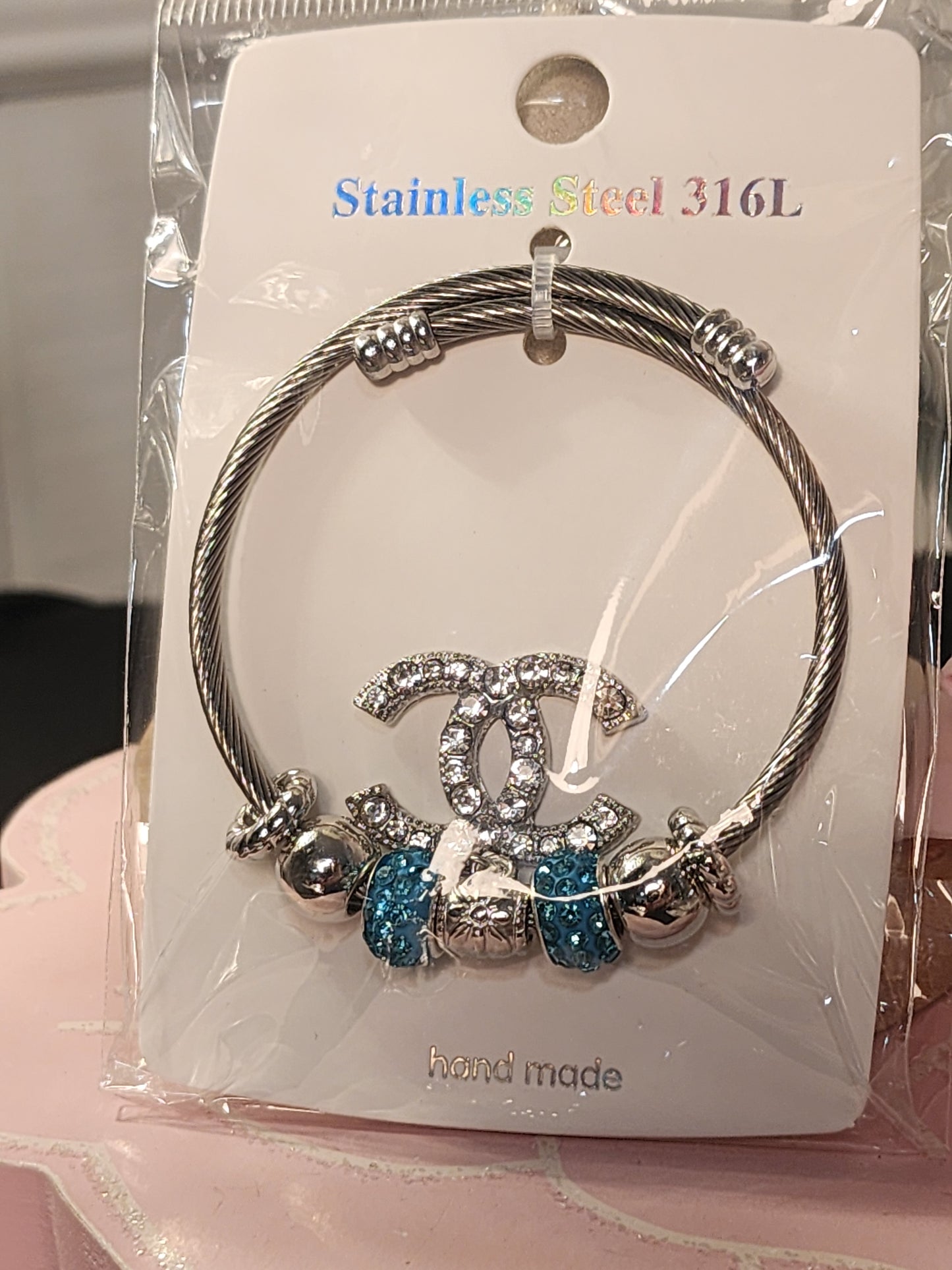 Silver Stainless Steel Adjustable Charm Bracelets