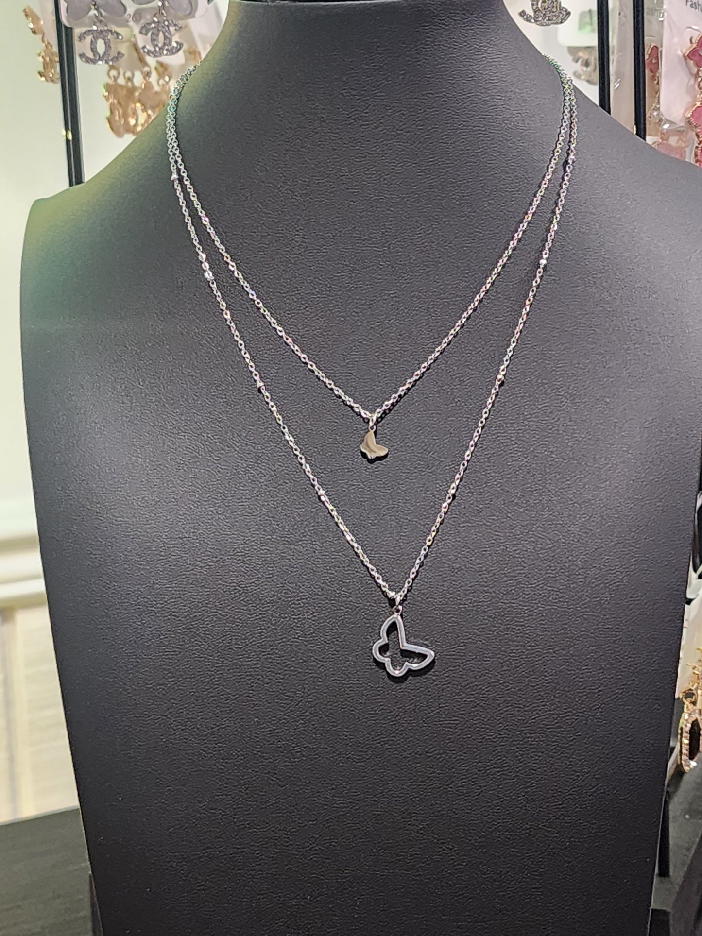 Silver Butterfly Necklace or Bracelet Stainless Steel