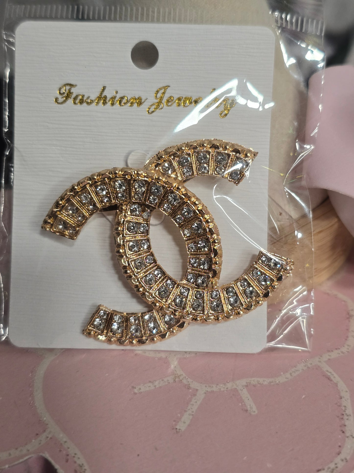 Gold or Silver Rhinestone Brooches (Handmade)