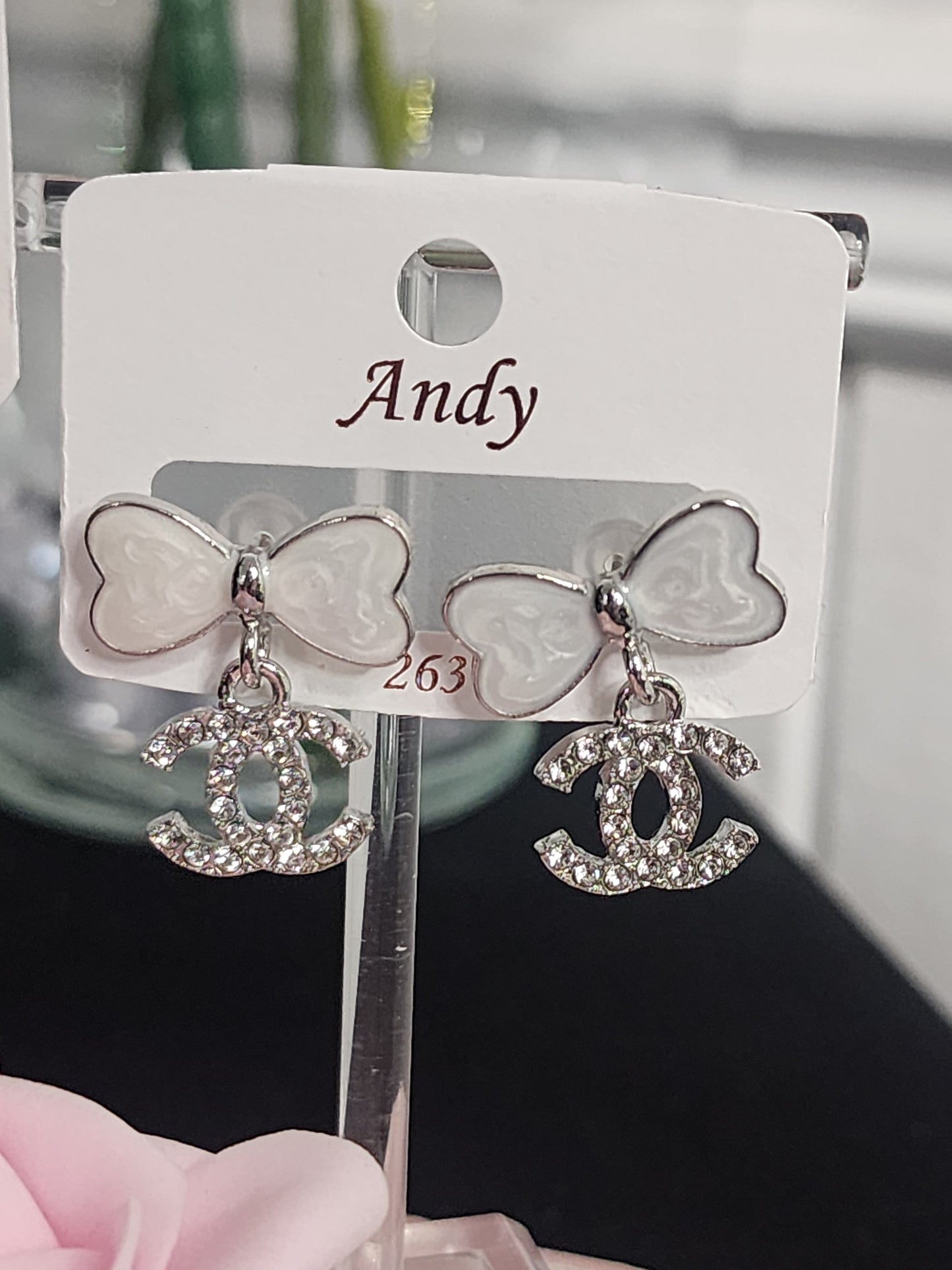 Gold and Silver Fashion Bow Pearl Drop or Heart Earrings