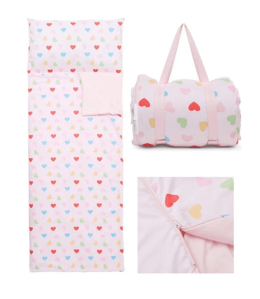 Kids Ultra-Soft Light Weight 3-in-1 Slumber Sleeping Bag (Hearts) (ON SALE)