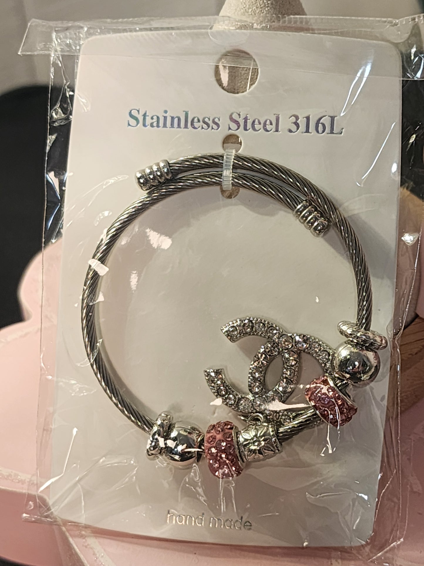 Silver Stainless Steel Adjustable Charm Bracelets
