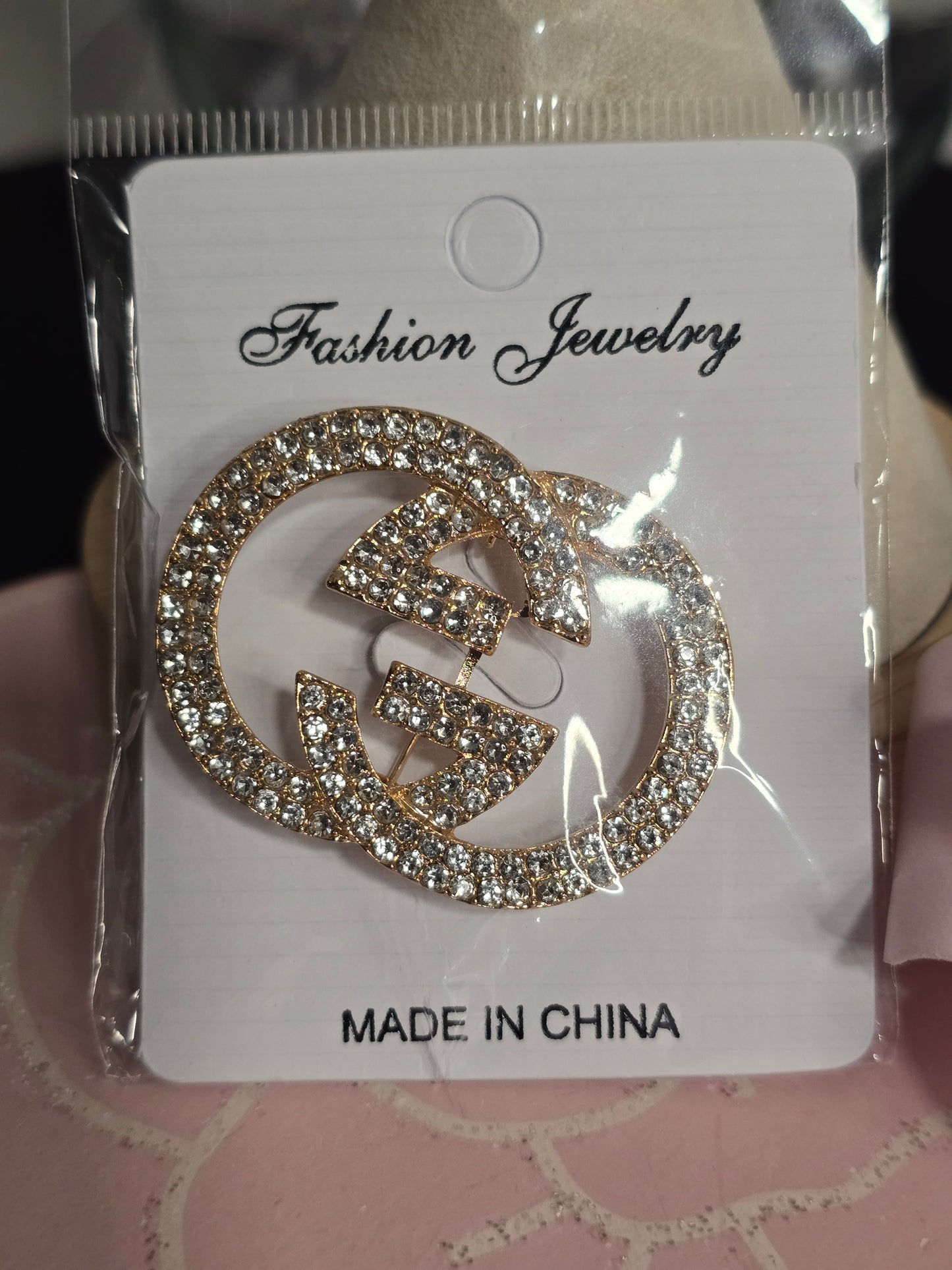 Gold or Silver Rhinestone Brooches (Handmade)