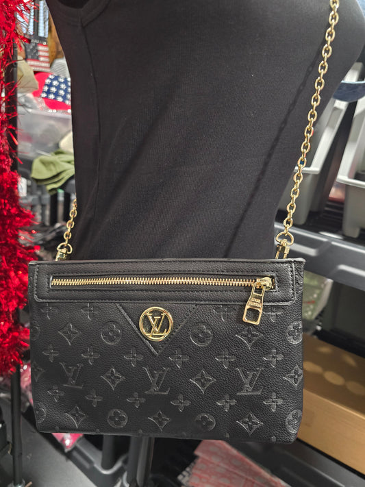Black Embossed Crossbodies/Handbags