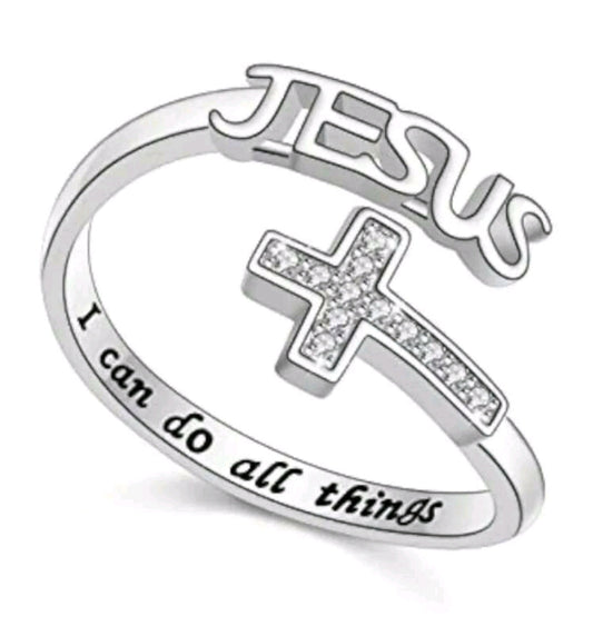 Silver Adjustable (I can do all Things) Ring