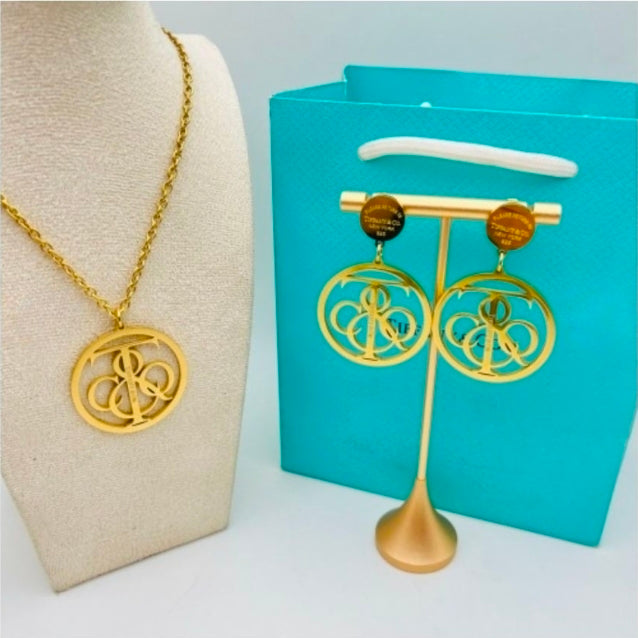 NEW Gold or Silver Stainless Steel Necklace with Earrings Sets