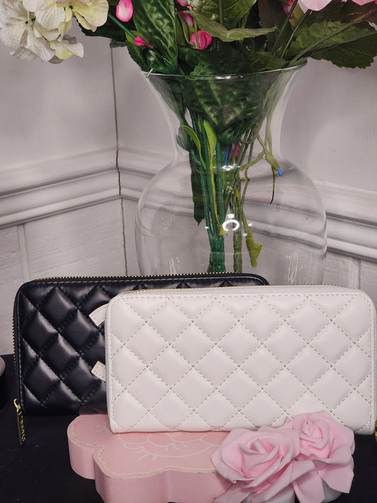Black with White or White with Black Long Wallets
