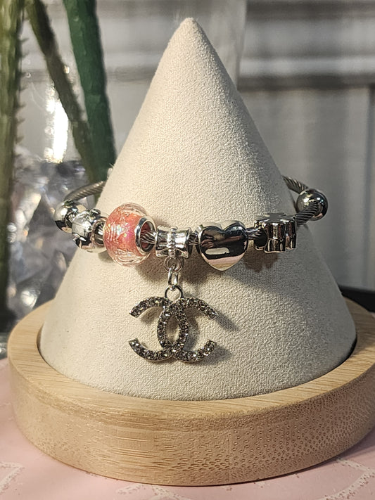 Silver Stainless Steel Adjustable Charm Bracelets