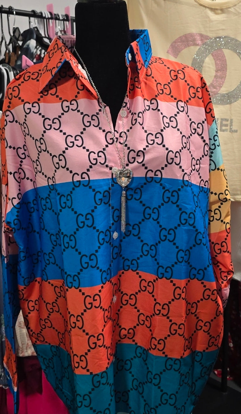 Women's Button Up Fashion Colorful Blouse