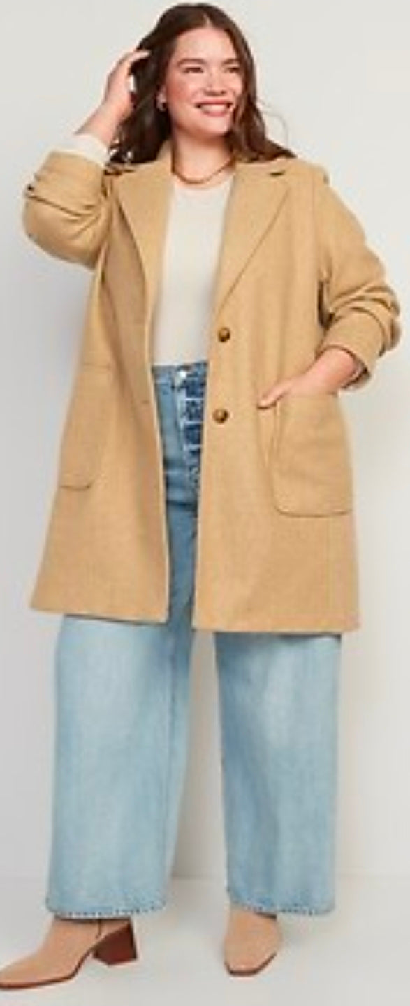Oversized Soft-Brushed Button-Front Coat for Women Size 4x