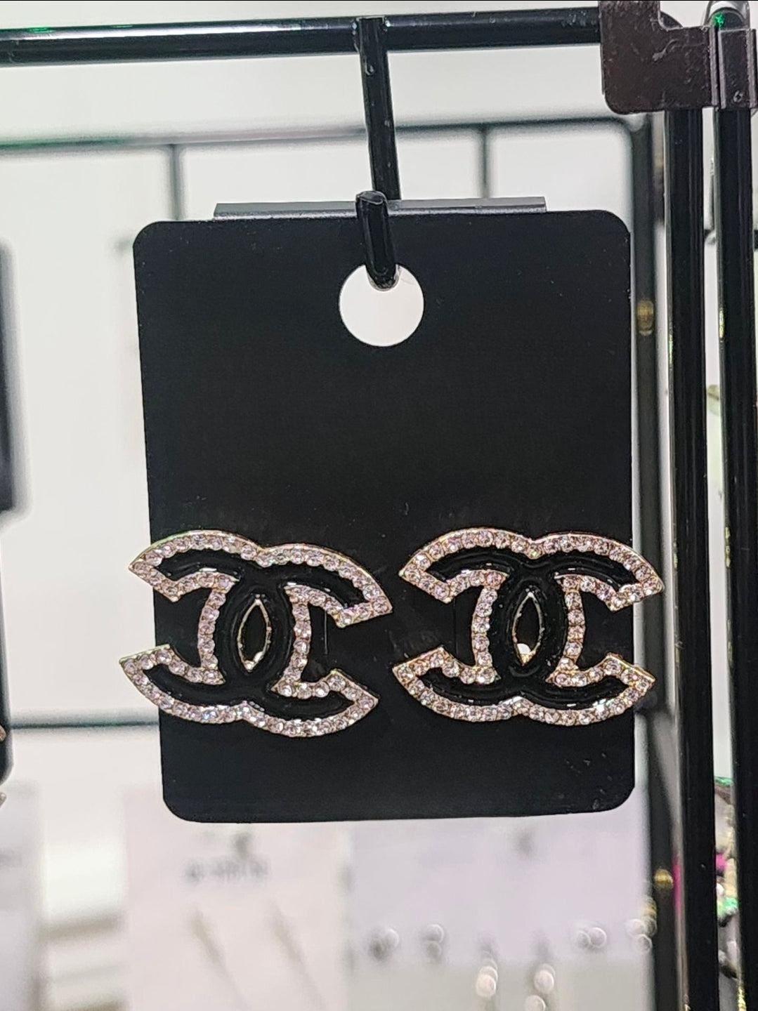 Gold and Black Post Back Earrings (Matching Brooch Available also)