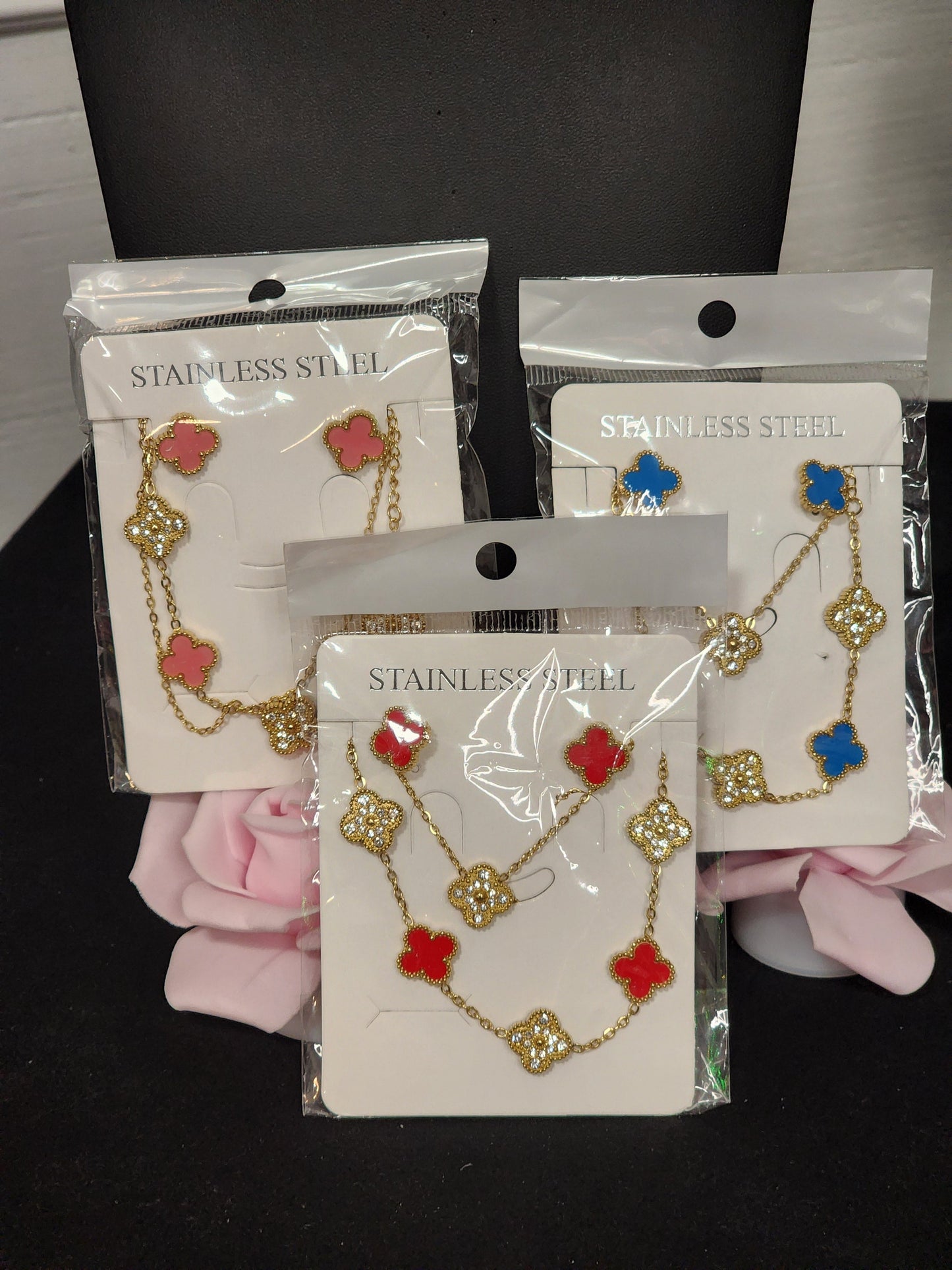 Fashion Clover Necklace, Bracelet and Earrings Sets (ON SALE)