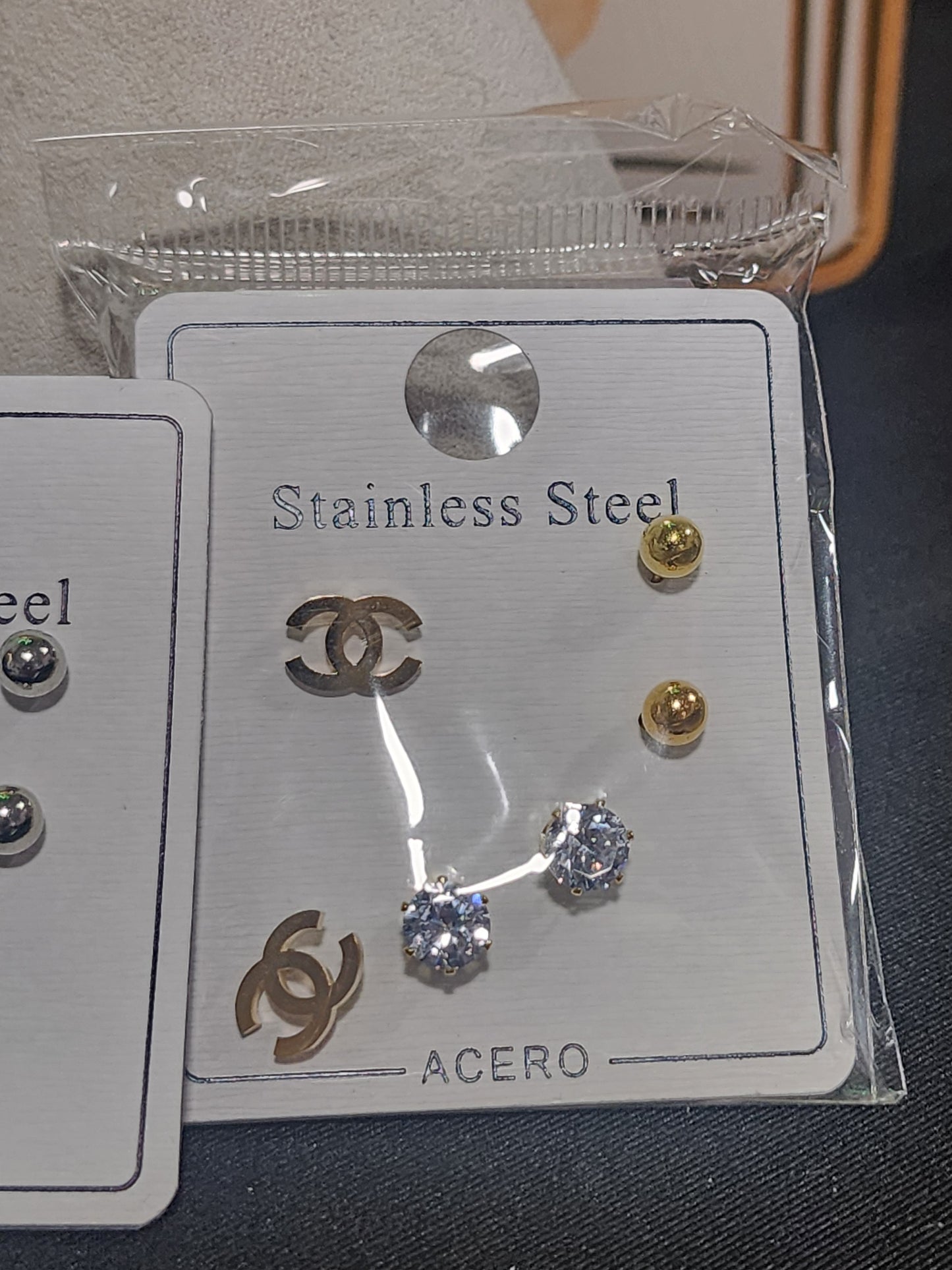 3 Pairs of Stainless Steel Gold or Silver Earrings