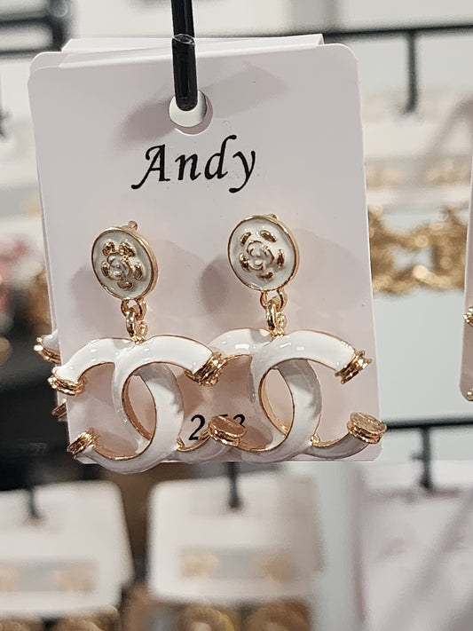 Pink or White and Gold Earrings